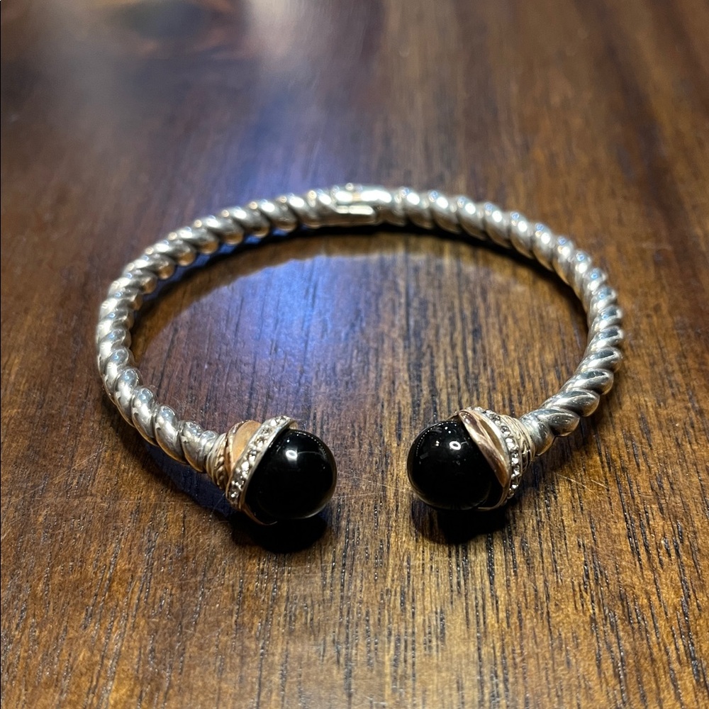 Brighton Neptune’s Rings Black Agate Open Hinged Bangle
